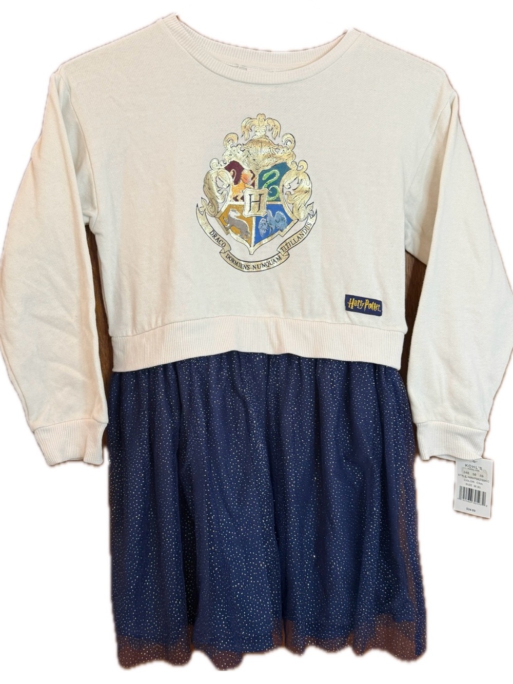 NWT Harry Potter Girls Hogwarts Crest Sweatshirt Tulle Tutu Dress- Girls M(8)